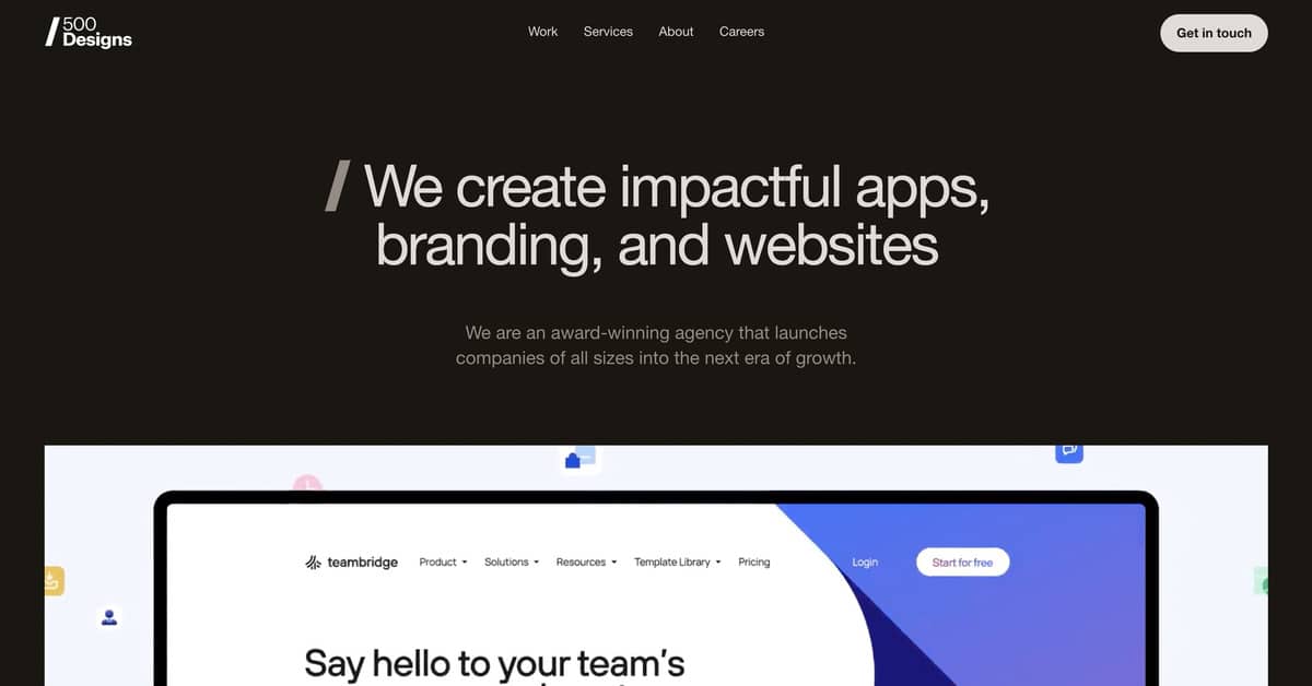 500 Designs Website Screenshot