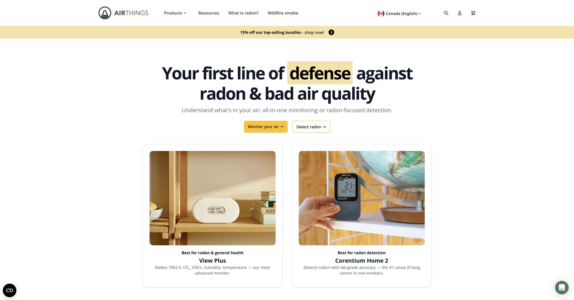 Airthings Website Example