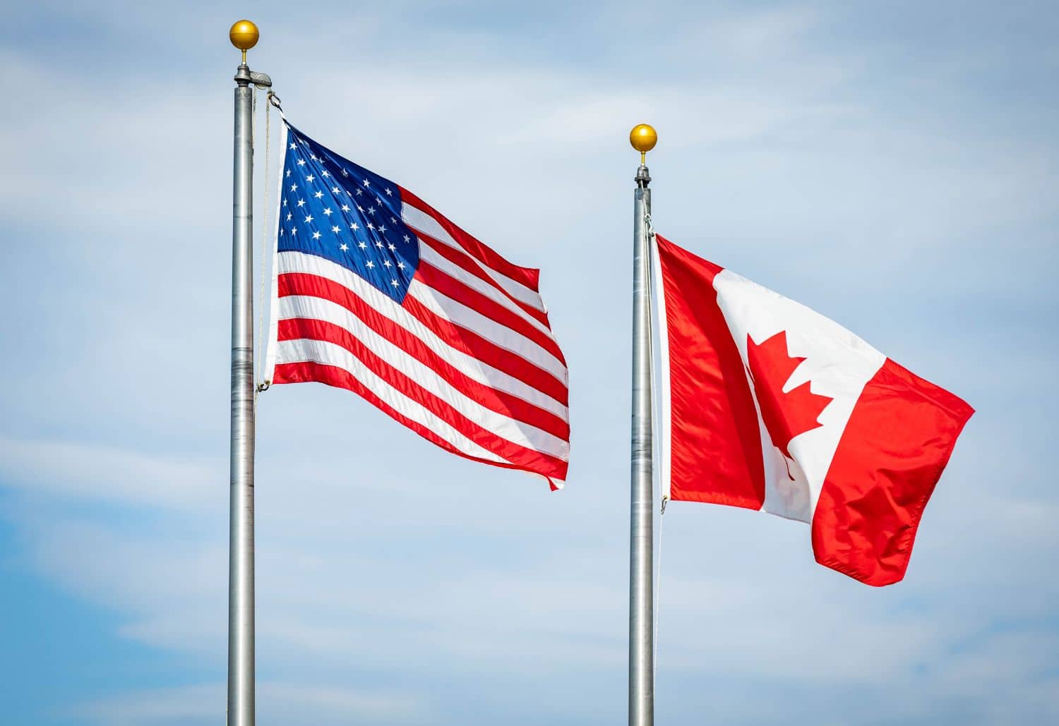 American and Canadian Flags