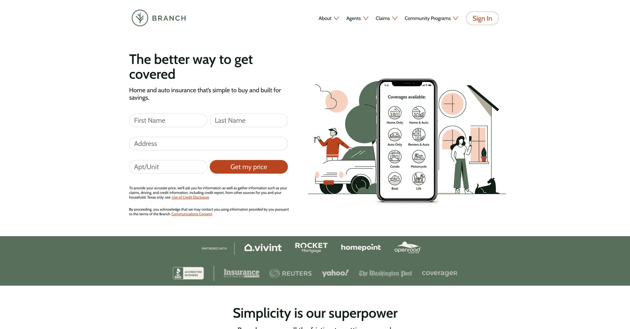 Branch Insurance Website