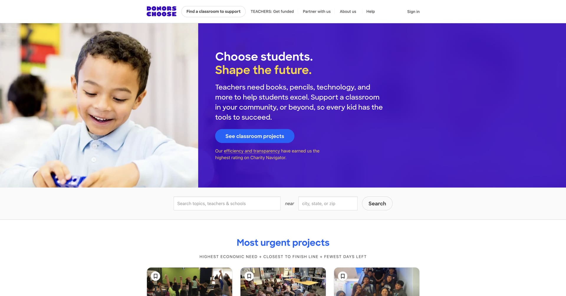 Donors Choose Website