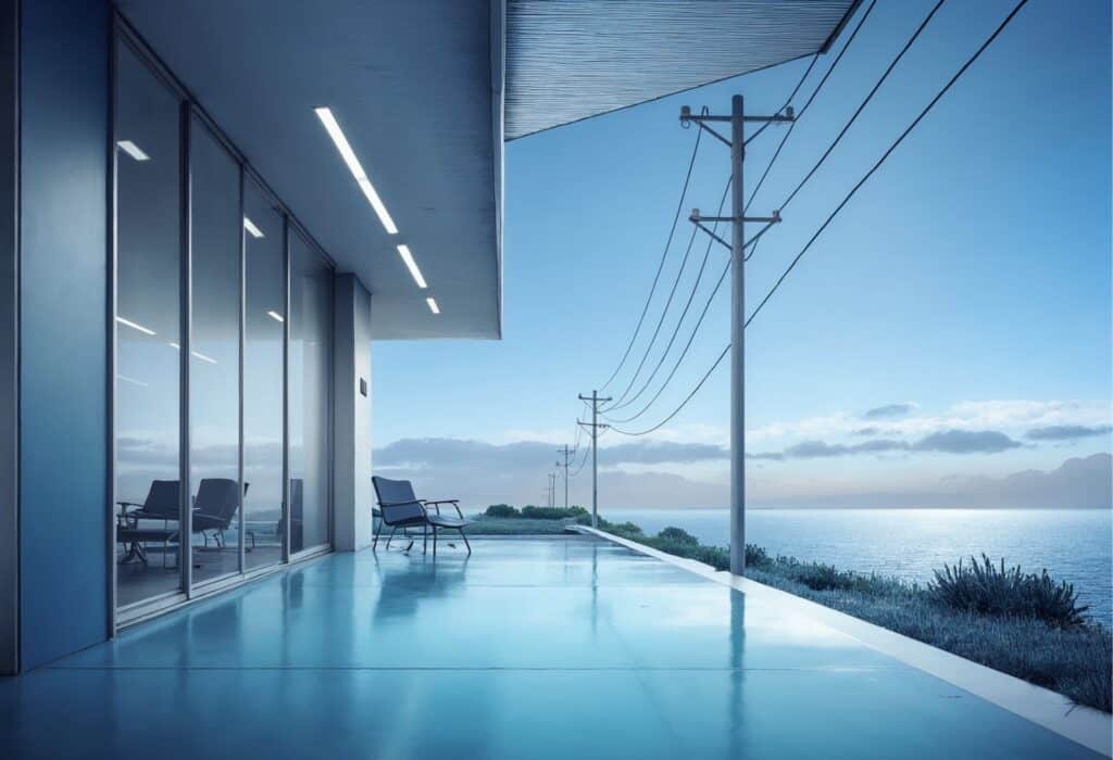 House next to electricity grid
