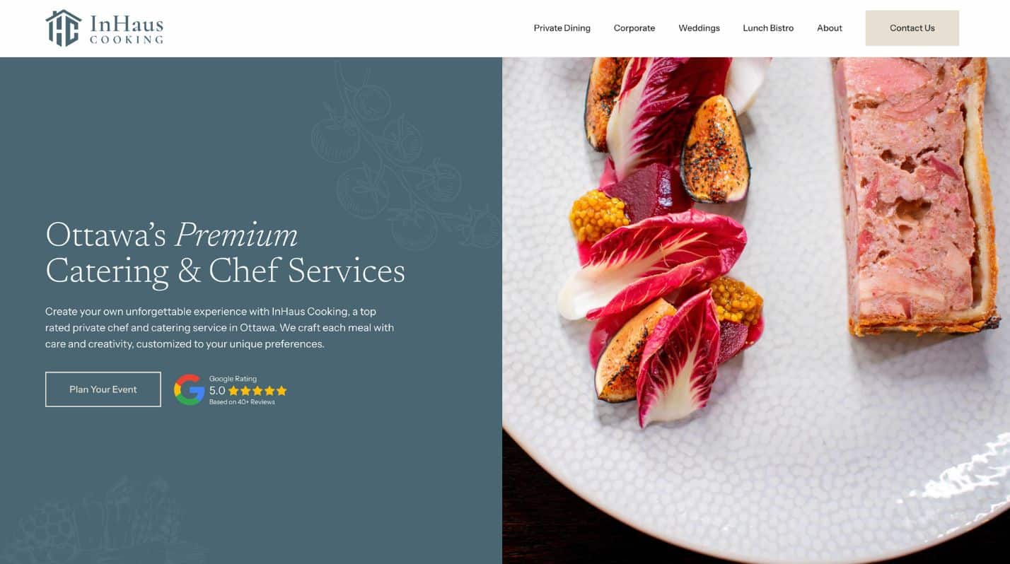 InHaus Cooking Website Screenshot