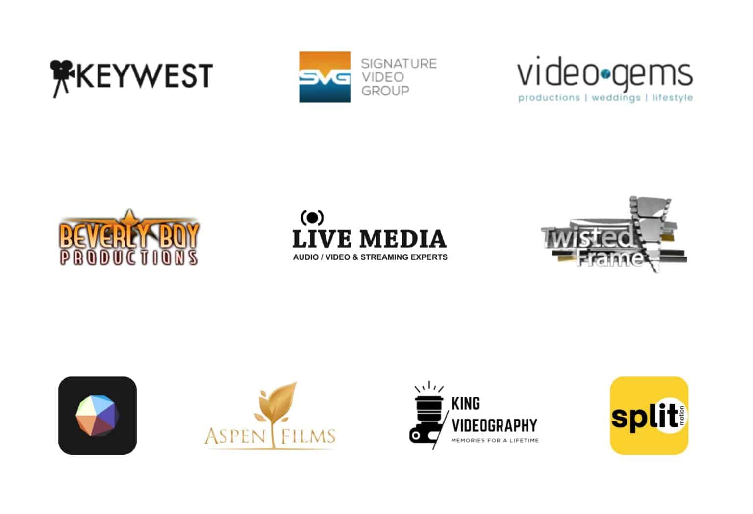 Logos of the 10 best video production companies in Toronto