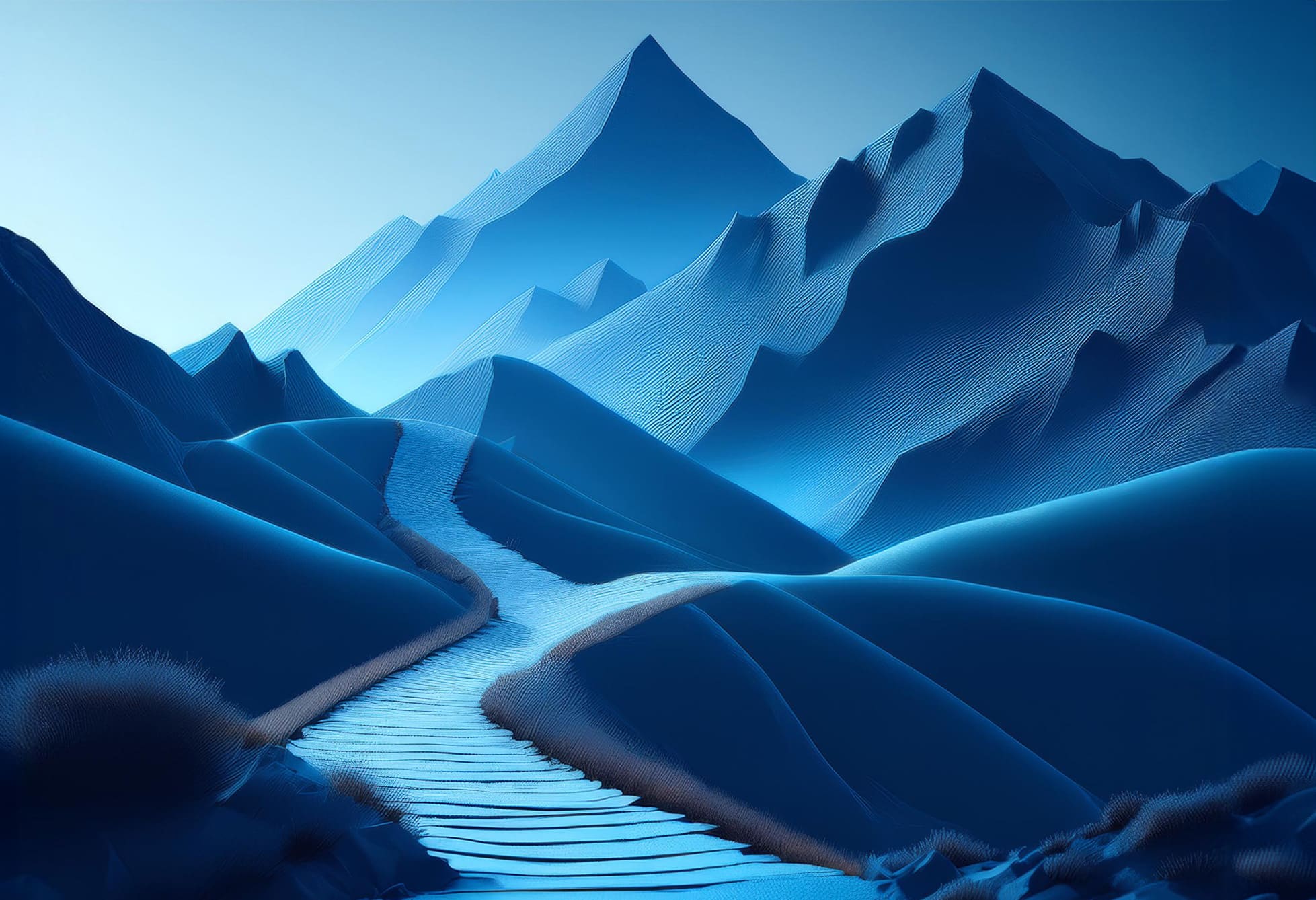 Path going up mountains